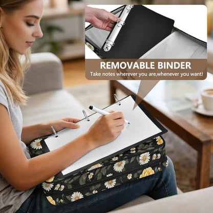 ALAZA Daisies Floral Yellow Roses Zipper Binder with Handle, 7-Pocket Expanding File Folder, Detachable 3-Ring Binder, File Organizer for Home Office Work A4 Letter Size Paper Document