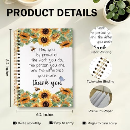 Teacher Appreciation Gifts Sunflower Spiral Notebook Journal, Thank You Sunflower Gifts for Teachers Journal for Notes Planning, Teachers Office Supplies, 5.5 X 8.3 Inch - color: Sunflower Thank you
