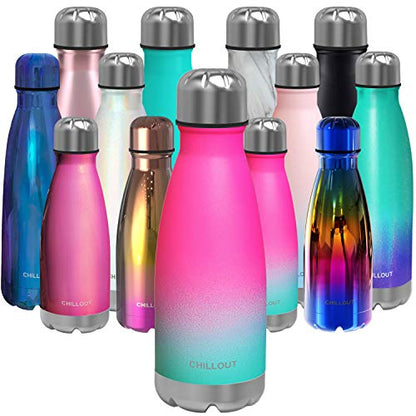 CHILLOUT LIFE 12oz Kids Insulated Stainless Steel Water Bottle, Leak Proof | Small Metal Water Bottle, Keeps Drinks Cold 24H & Hot 12H, Leak-Proof Screw Lid, Perfect for School, Travel & Sports - color: Frozen Slushy
