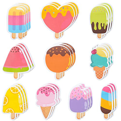Xqumoi 30 Pack Ice Cream Sticky Notes Summer Office School Class Supplies | Fruit Popsicle Self-Sticky Memo Pads, Page Marker Notepads, for Student Kids, Birthday Party Favors, Goodies Bag Fillers - style: Popsicle
