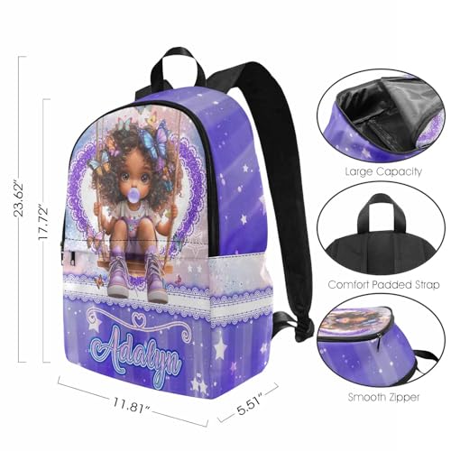 Custom Girl Backpacks Cute Black Girl Backpack with Kid's Name Personalized Insulated Lunch Bags Customize School Backpack for Girls Shoulder Bags for Students Back to School - color: Color 28