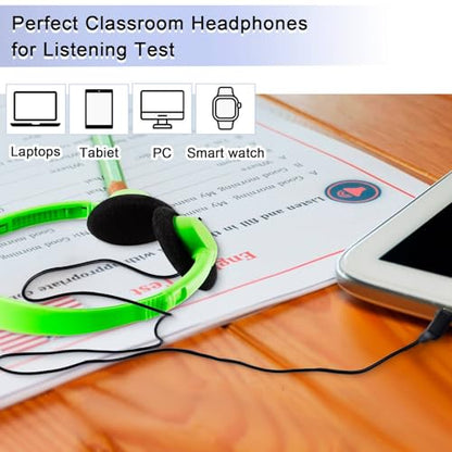 Yunsailing 30 Pack Bulk Headphones Set Over Ear Headphones with Adjustable Headband 3.5mm Plug Headsets Earphones for Learning Program, Computer Lab, Library, Testing & Multimedia Use (Light Color) - color: Light Color