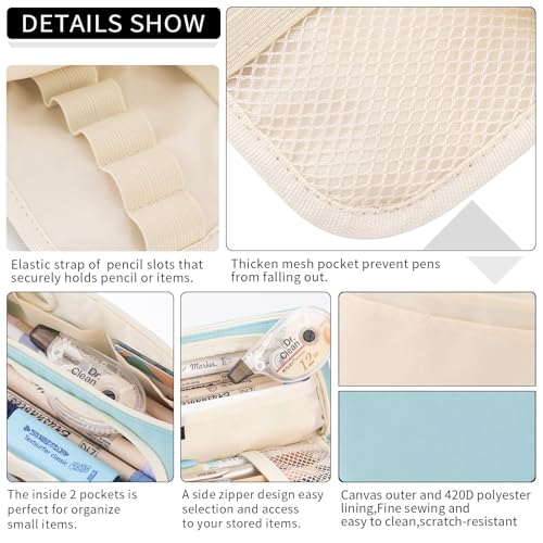 EASTHILL Big Capacity Pencil Case Pouch Pen Case Simple Stationery Bag School College Office Organizer for Teens Girls Adults Student - color: Light Blue XW