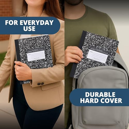 ROARING SPRING Hard Cover Composition Notebook, 12 Pack, Black Marble Comp Book, 9.75″ x 7.5″, Wide-Ruled with Margin, 50 Sheets (100 Pages), Made in USA - size: 9.75" x 7.5", style: 12 Pack - Wide-Ruled - 50 Sheets - Black Marble