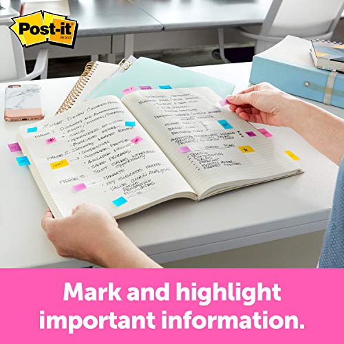 Post-it Flags, 60/On-the-Go Dispenser, .94 in Wide, Alternating Electric Glow Collection (680-EG-ALT) (Pack of 2) - size: Pack of 2