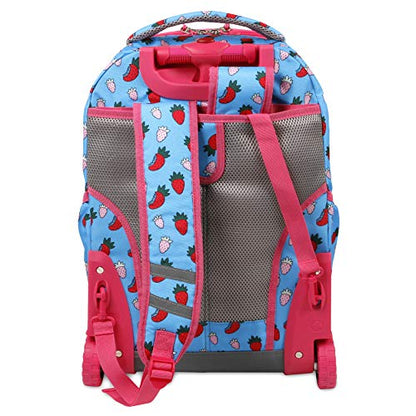 J World Duo Kids Rolling Backpack With Lunch Box Set. School Bookbag on Wheels, Strawberry - color: Strawberry