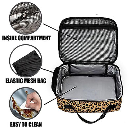 Leopard Print Lunch Bag Reusable Insulated Cheetah Lunch Box Keep Food Cooler Thermal Lunch Tote for Women Men - color: Leopard Print