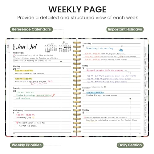 Planner 2026-2027, Academic Monthly and Weekly Calendar Planner for Women, July 2026 - June 2027, Hardcover Pretty Agenda Planner Book with Tabs, Spiral Daily Organizer for School Office Home Supplies, 6.3" x 8.5" - Butterfly Tapestry - color: C-Butterfly