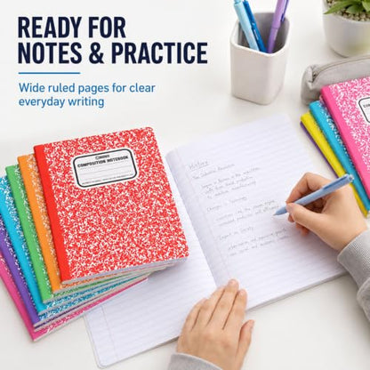 gisgfim 12 Pack Bulk Composition Notebook Wide Ruled, 12 Different Vibrant Colors, 96 Pages (48 Sheets), 9-3/4 x 7-1/2" Hard Cover Journal Notebooks for Studentsd,Classroom and Office(Rainbow) - color: Rainbow
