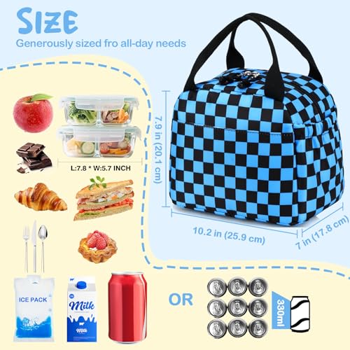 CAMTOP Boys Lunch Box Kids Insulated Lunch Bag Kids Cute Lunchbox for Boys Loncheras Para Niños - color: Blue Check