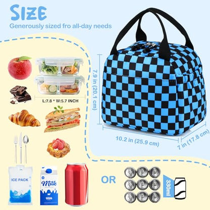 CAMTOP Boys Lunch Box Kids Insulated Lunch Bag Kids Cute Lunchbox for Boys Loncheras Para Niños - color: Blue Check