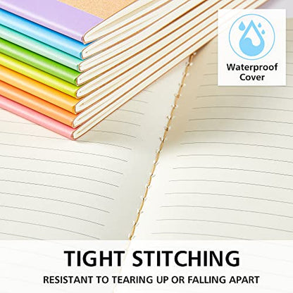 feela 56 Pack Composition Notebooks Bulk, Kraft Cover Lined Blank College Ruled Composition Travel Journals with Rainbow Spines For Women Students Business, 60 Pages, 8.3”x 5.5”, A5, 8 Pastel Colors - color: 8 pastel colors X7