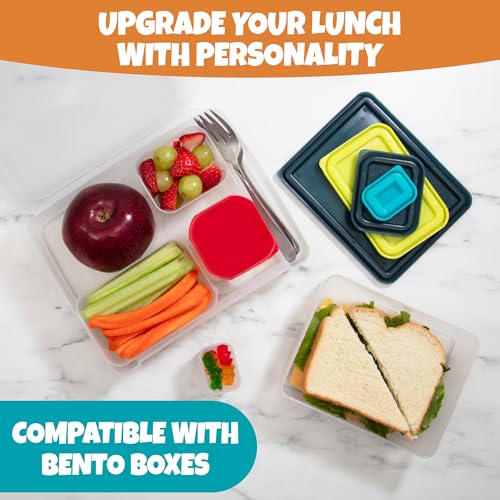 Reusable Lunch Containers - Set of 4 Microwave Safe, Meal Prep Stackable Nesting Containers, Pack Food, Snacks & Sauces in Leak Proof Compartments w/Lids, Easy to Clean, Fits in Bags & Bento Boxes