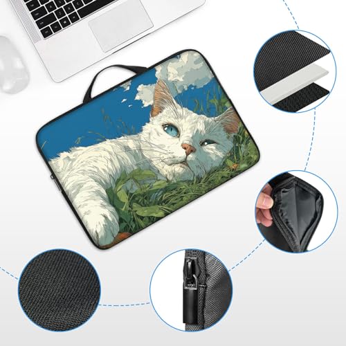 17 17.3 inch Laptop Sleeve with Handle, Cute Sleeping Cat Water‑Resistant Laptop Carrying Case for HP 17.3 inch Laptop/HP Envy 17/Dell Inspiron 17/Lenovo Ideapad 17.3 - color: Cute Sleeping Cat, size: 17-17.3 inch Devices