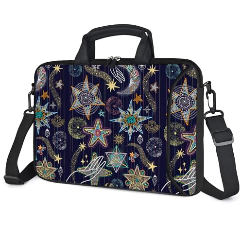 RICHEN 14 15 15.4 15.6 inch Laptop Shoulder Bag Messenger Bag Notebook Handle Sleeve Neoprene Carrying Case with Accessories Pocket (14-15.6 inch, Stars) - color: Stars, size: 14-15.6 inch