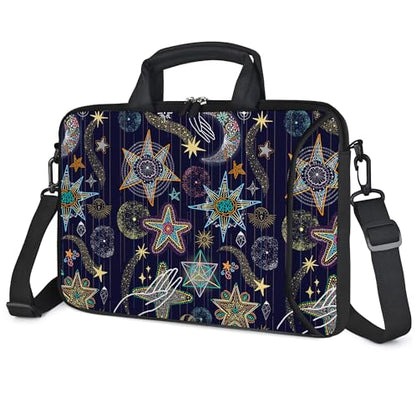 RICHEN 14 15 15.4 15.6 inch Laptop Shoulder Bag Messenger Bag Notebook Handle Sleeve Neoprene Carrying Case with Accessories Pocket (14-15.6 inch, Stars) - color: Stars, size: 14-15.6 inch