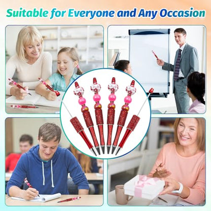 75 Pcs DIY Diamond Beadable Pen Kit - 25 Plastic Rhinestone Beaded Pens Bulk with Refills & Bags - Fancy Cute Glitter Pens for Crafting, Students & Teachers – School Supplies (Red) - color: Red, size: 25