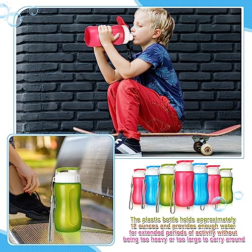 Domensi 36 Pack 12 oz Kids Plastic Water Bottles Reusable Plastic Sports Water Bottles Wide Mouth Leak Proof Lightweight for Boys Girls Child Toddler to School Travel Camping, DIY Gift