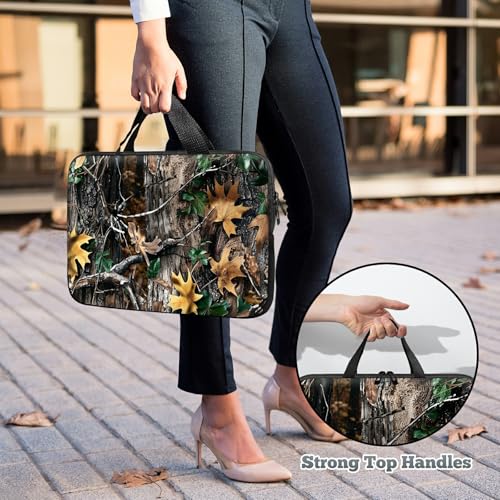 Laptop Sleeve Case Bag 15 inch, Camo Leaf Slim Carrying Case Durable Handbag Travel Laptop Bag for 15 inch MacBook Air M3/M2/15 Pro/Surface Laptop 7/6/5/4/3/ Dell XPS 15 Plus - color: Camo Leaf, size: 15 Inch