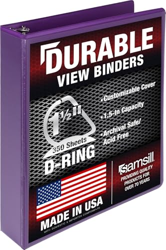 Samsill Durable 1.5 inch 3 Ring Binder, D Ring Binder, 100% Recycled Chipboard, Purple - color: Purple, size: 1 Pack, style: 1.5 Inch
