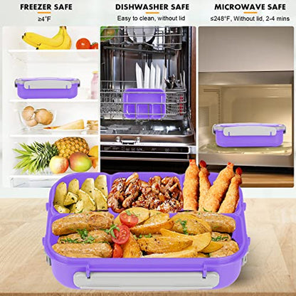 Bento Box for Kids 1300ML with 4 Compartment & Food Picks Cake Cups, Purple | Lunch Box Containers for Adults/Kids/Toddler, Leak-Proof, Microwave/Dishwasher/Refrigerator Safe, BPA Free - color: Purple