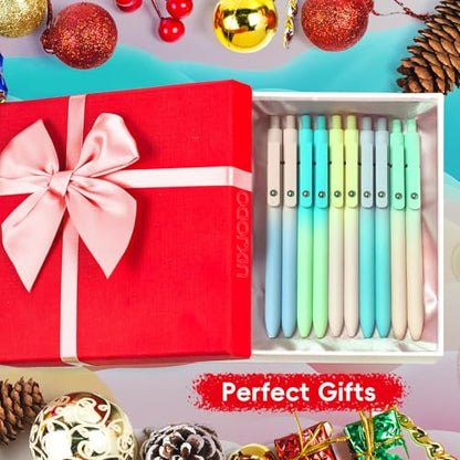 UIXJODO Gel Pens, 5 Pcs Black Ink Pens for Women, 0.7mm Medium Point Smooth Writing Pens with Silicone Grip, High-End Series Metal Clip Retractable Pens for Journaling Note Taking (5 Pcs Pastel) - color: 5 Pcs Pastel