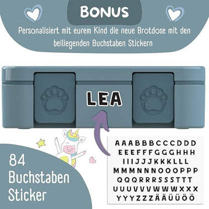 BEARFOOT Kids Lunch Box with Compartments – Compact & Lightweight | Leak-Proof, BPA-Free, Dishwasher Safe | Hand-Drawn Design for Preschool, School, Travel (Blue, 2.75 Cups) - color: Blue, size: 2.75 Cups