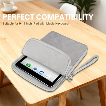 Lacdo Tablet Sleeve Case for 11 inch iPad A16, 11 Inch IPad Air M4 M3 M2, 11" iPad Pro M5 M4, 10.9" ipad, 10.2" iPad, 10.9" IPad Air, 11" Samsung Galaxy Tab A9+, Ipad Sleeve Fit Magic Keyboard, Gray - color: Gray, size: 9-11 Inch