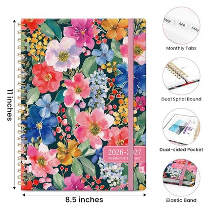 Planner 2026-2027, Academic Planner Weekly and Monthly, Jul 2026 - Jun 2027, Spiral Bound School Planning Tool with Tabs and Pocket, Perfect for Students & Teacher, 6.3" x 8.5", Petal Harmony - color: Z-Petal Harmony, size: 6.3"x8.5" (A5)