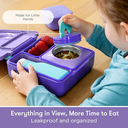 Omie OmieBox Kids Insulated Leakproof Bento Lunch Box with Food Jar (Purple Plum) - color: Purple Plum