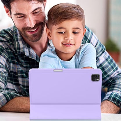 ZryXal iPad Pro 11 Inch Case (M5) 2025/ (M4) 2024 (Model: A2836/A2837/A3006), Trifold Stand Smart Cover with Pencil Holder and Soft TPU Back, Auto Wake/Sleep (New Clove Purple) - color: New Clove Purple