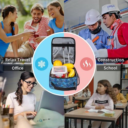 Alcohol Ink Dolphins Lunch Bag 10In | Insulated Lunch Box Reusable Tote Bag For Picnic Office For Women Men - color: Style 6