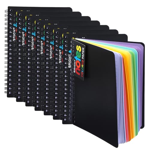 Nodaaiie 8 Pack Spiral Notebook, 5x7 Inch Ruled Notebooks, Multi-Color Lined Paper, Perforated Memo Pads, Durable Poly Cover, 100 Sheets Each, for Office, Journaling