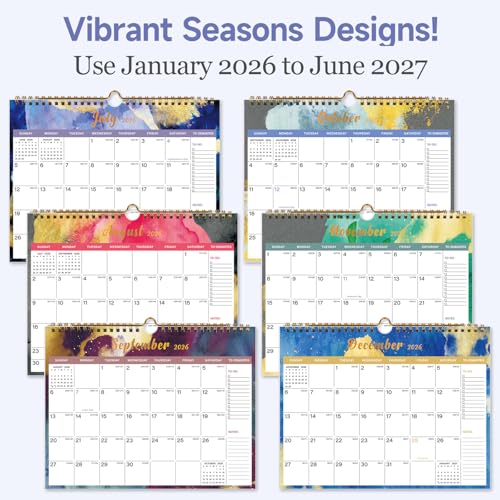 Lbylyhxc 2026 Calendar - Includes January 2026 to June 2027-18 Monthly Wall Calendar 2026, 11 x 8.5 Inches.Thick Paper with Julian Dates and Block for New Year and Christmas Presents (wall calendar 2026-2027 inks) - color: wall calendar 2026-2027 inks