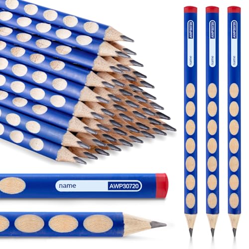 M&G 30pcs Triangular Pencils, 2B Pencils with Grip Correction, Wooden Graphite Pencils, Pre-Sharpened Break-Resistant, Suitable for Writing, Drawing, and Sketching - style: 30pcs Blue 2B