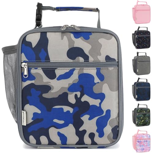GYEUKHAM Lunch Box for Kids Boys Girls Men Women, Insulated Small Soft Cooler Lunch Bag Kit for School Work Picnic Travel - Reusable Portable lunchbox,Blue Camouflage - color: Blue Camouflage