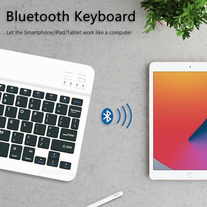 for Bluetooth Keyboard, Cute Tablet Stand Adjustable Adjustable & Foldable, Wireless Rechargeable Keyboard for iPad, iPad Pro/Mini/Air， Samsung Xiaomi Tablets, etc - Green - color: A-Keyboard-Green