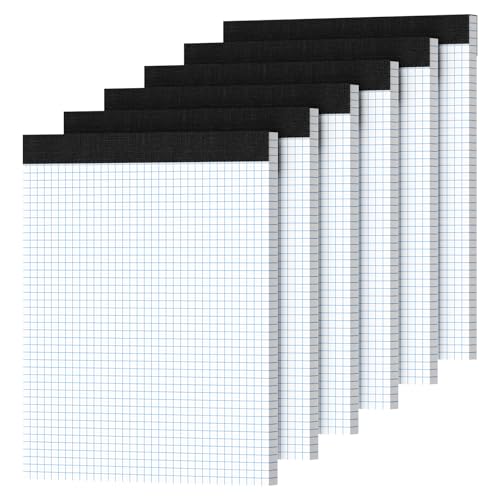 Graph Paper 8.5 X 11, 6 Pack, 4x4 Quad Ruled, Grid Paper Pad 8-1/2" X 11", Grid Pad 8.5 X 11.75, Engineering Notebook, Easy Tears Off, White 70 Gsm Graft Paper - style: 6 Pack