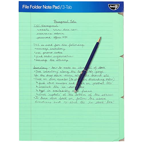 Find It File Folder Notepad - Pack of 36-9.5 x 12.5 Inch Notebook Organizer Folders for Filing, Document, and Clipboard Organization - Green - color: Green, size: 36 Folders
