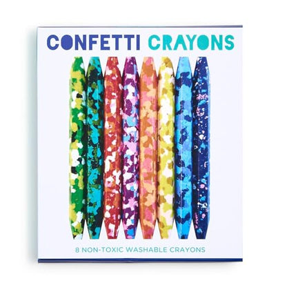 Two's Company Happy Confetti Multicolor Crayons in Gift Box, 5.5-Inch, Wax, Set of 8