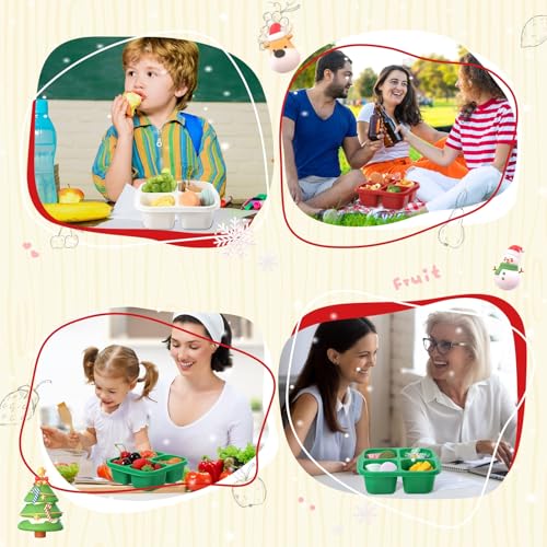 Honeydak 5 Pack Snack Containers 4 Compartment Bento Snack Boxes Reusable Lunchable Containers with Lids Divided Meal Prep Lunch Food Storage Box for School Work Travel(Christmas,Equal) - color: Christmas, style: Equal