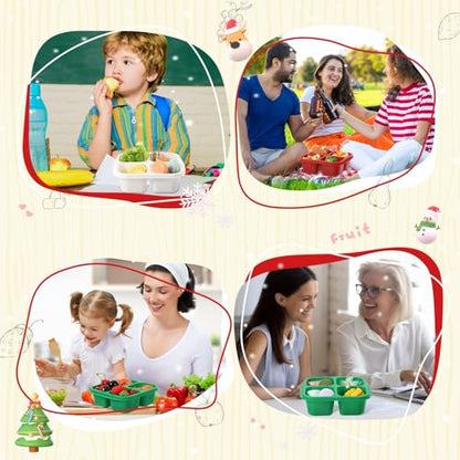 Honeydak 5 Pack Snack Containers 4 Compartment Bento Snack Boxes Reusable Lunchable Containers with Lids Divided Meal Prep Lunch Food Storage Box for School Work Travel(Christmas,Equal) - color: Christmas, style: Equal
