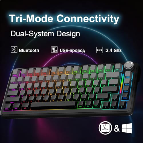 CORE V1 RGB Mechanical Keyboard, 82 Keys Tri-Mode Wireless - color: Volcanic Ash