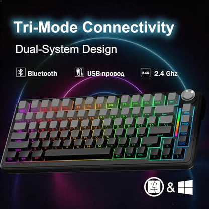 CORE V1 RGB Mechanical Keyboard, 82 Keys Tri-Mode Wireless - color: Volcanic Ash