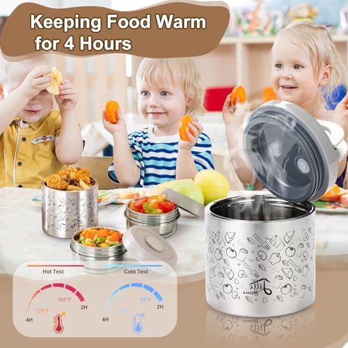 Lille Home Stainless Steel Thermal Lunch Box Set with Lunch Bag and Cultery | 22 Oz Vacuum Insulated Lunch Bento Box, to Keep Food Warm/Cool, 2 Small Food Container for Snack, Fruits and Sauces (Gray) - color: Gray