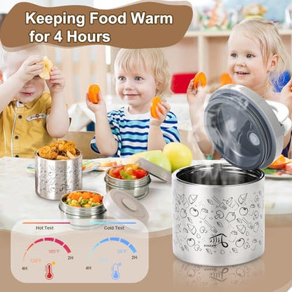 Lille Home Stainless Steel Thermal Lunch Box Set with Lunch Bag and Cultery | 22 Oz Vacuum Insulated Lunch Bento Box, to Keep Food Warm/Cool, 2 Small Food Container for Snack, Fruits and Sauces (Gray) - color: Gray