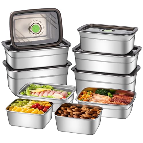 GIUOIDUO 10-Piece Stainless Steel Food Storage Container Set with Airtight Lids - Durable, Eco-Friendly Kitchen Organizers for Freshness & Convenience，Pantry, Dishwasher Safe (Various Sizes) - color: 10 pieces (5 different sizes)