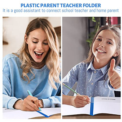 PerKoop 72 Pcs Take Home Folders Bulk Parent Teacher Communication Folder with 2 Pockets Plastic Homework Folder for Student Parent Teacher Classroom Back to School Supplies 11.73 x 9.45'' (Blue) - color: Blue