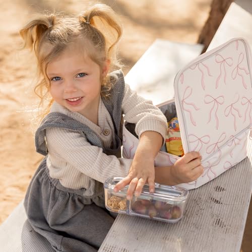 Tiny Twinkle Insulated Lunch Box for Girls and Boys | Durable and Reusable for School & Travel | Ages 3 and Up | Waterproof and Easy to Clean | PFAs and BPA Free（Bows） - color: Bows