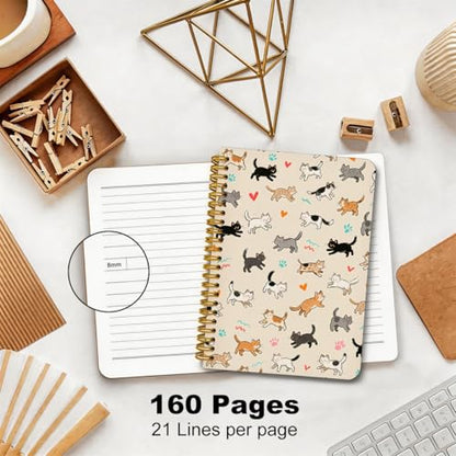 2 Pcs Cat Gifts for Women Spiral Notebook, Cute Cats College Ruled Spiral Notebook, Cats Themed Notebooks, 160 Ruled Pages Hardcover Journals for Writing Office, Cat Lover Gifts for Women Friend - color: Multicolour 0021